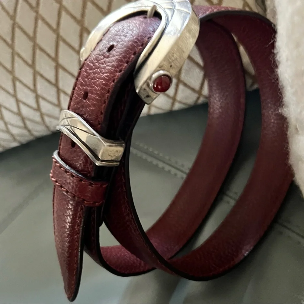 RARE 925 Sterling Silver CLAUDIO CALESTANI Milano Italy LEATHER BELT 100 115 - Picture 6 of 17